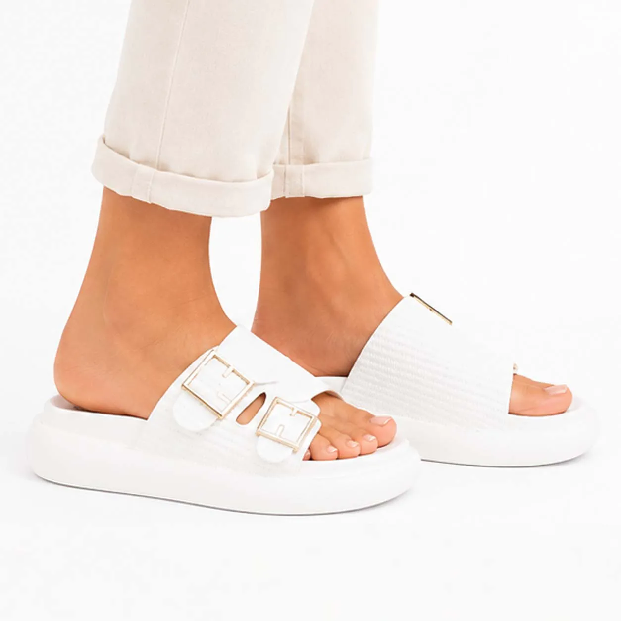 Sandale Compense pour femme 8099-2 blanc miniature